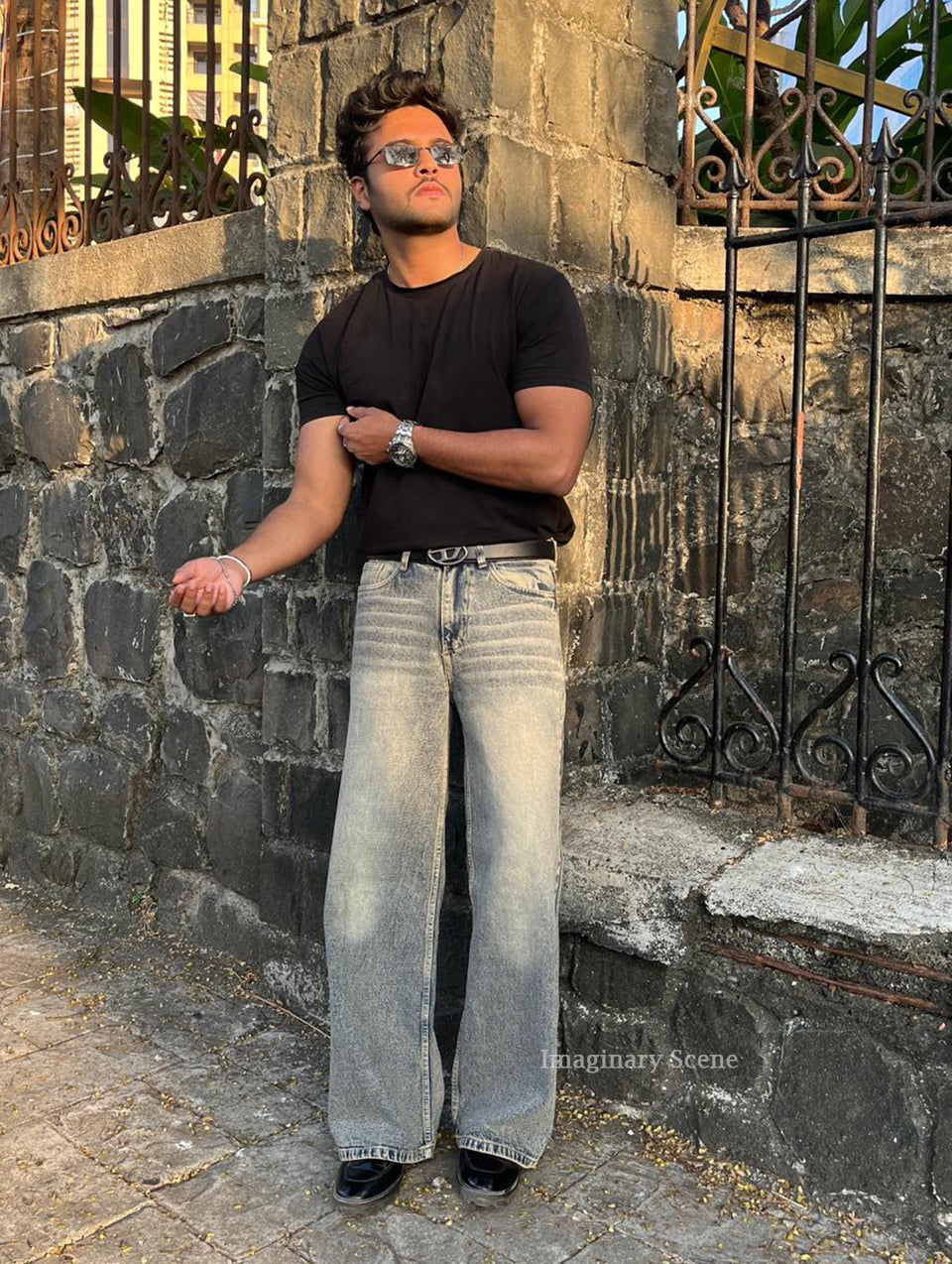 Moon Dust - Light Grey Wide Leg Jeans