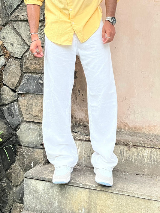 True White Clean White Baggy Fit Denim