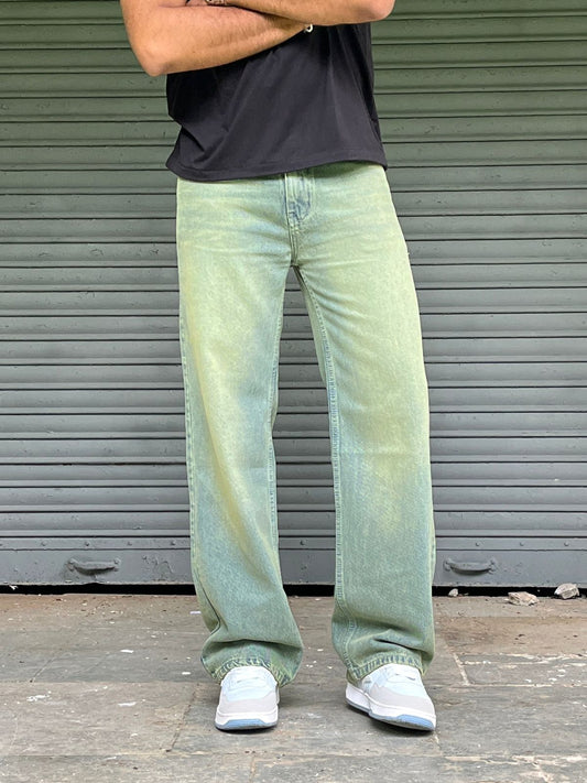 Retro Mint Relaxed Fit Light Green Jeans