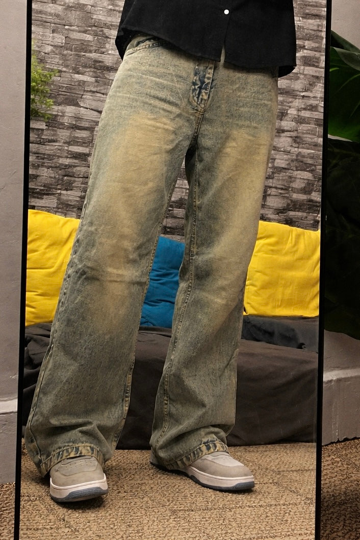 Acid Stone – Washed Vintage Grey Wide-Leg Jeans