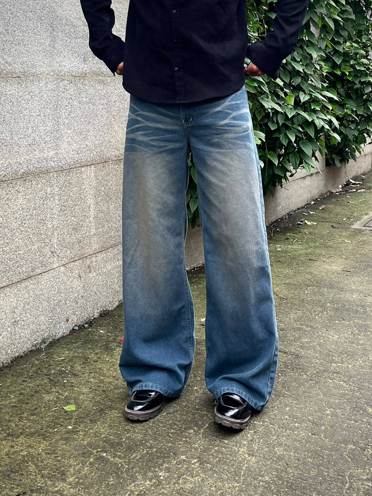 Crossfade | Vintage Wash Wide Leg Jeans