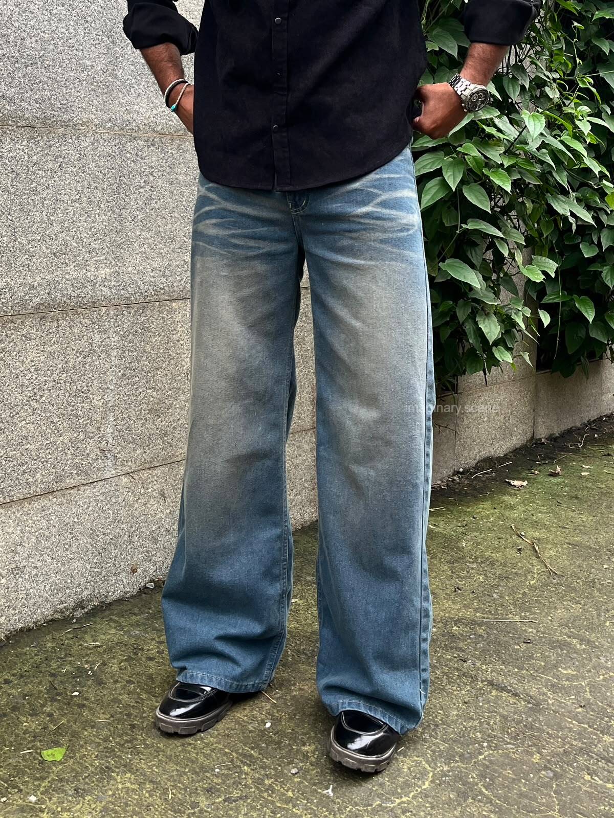 Crossfade | Vintage Wash Wide Leg Jeans