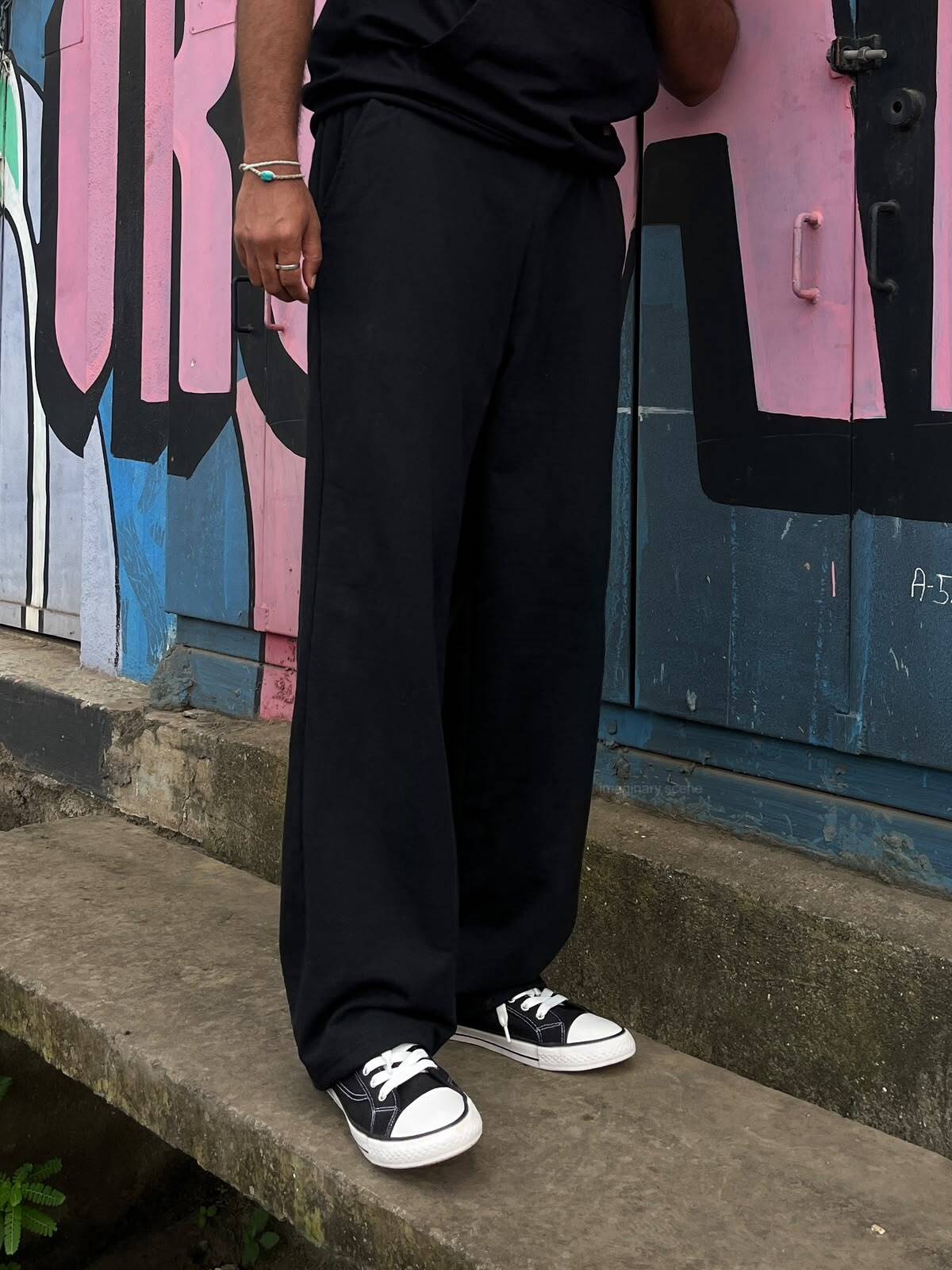 Eclipse Black Oversized Track Pants