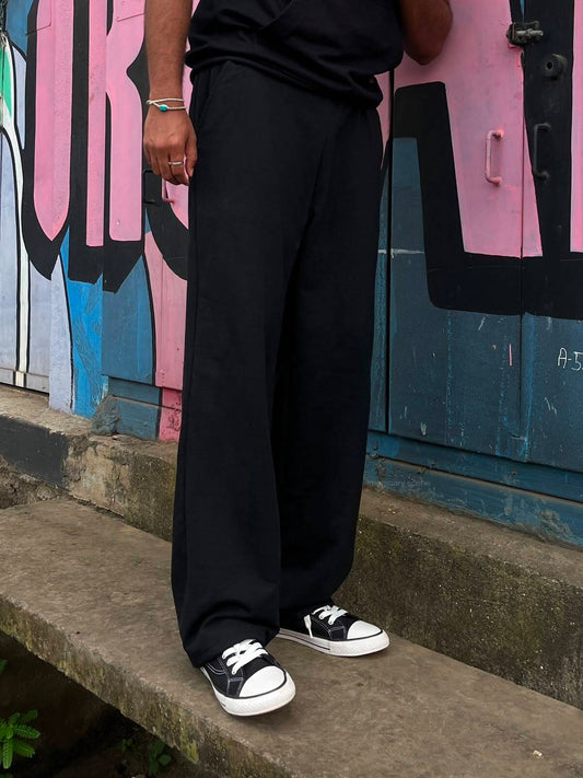Eclipse Black Oversized Track Pants