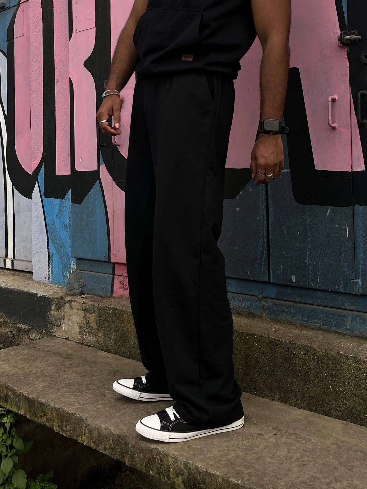 Eclipse Black Oversized Track Pants