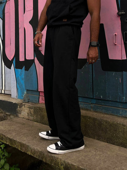 Eclipse Black Oversized Track Pants