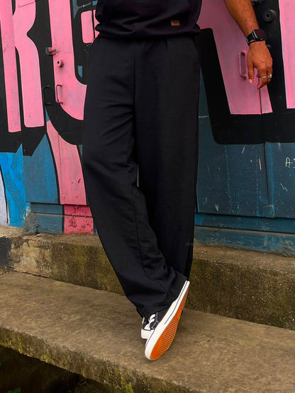 Eclipse Black Oversized Track Pants