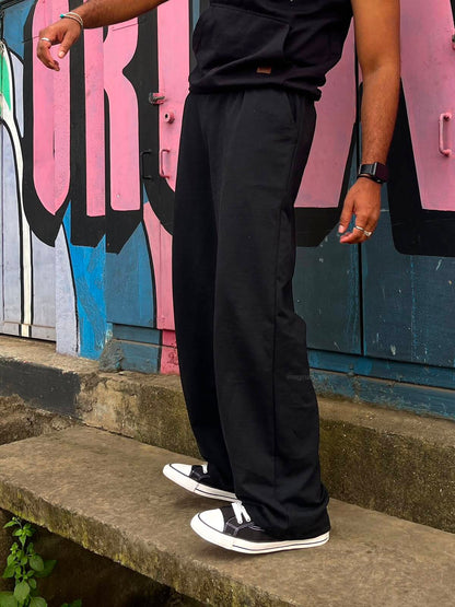 Eclipse Black Oversized Track Pants