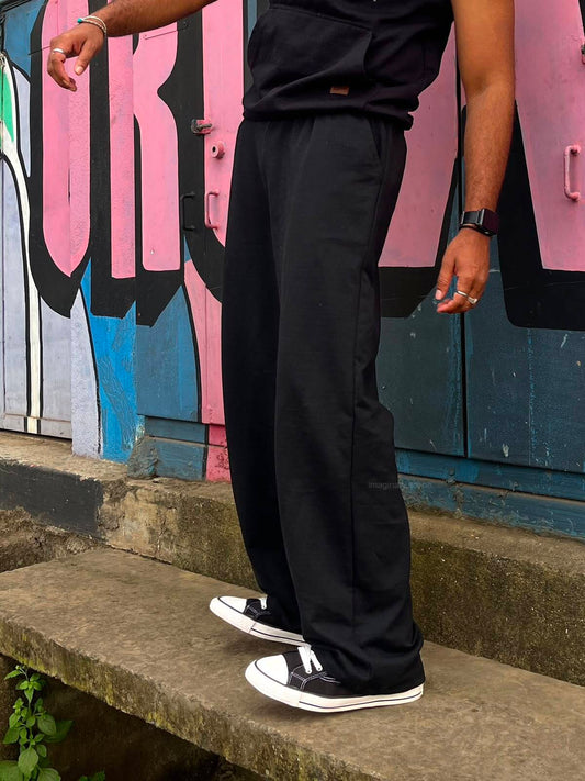 Eclipse Black Oversized Track Pants