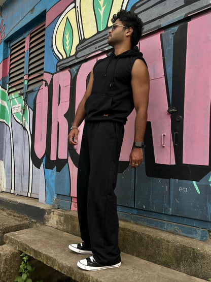 Eclipse Black Oversized Track Pants