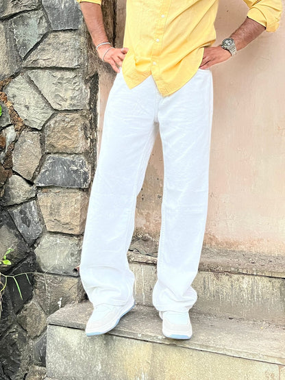True White Clean White Baggy Fit Denim
