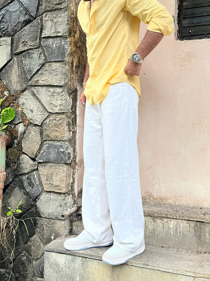 True White Clean White Baggy Fit Denim