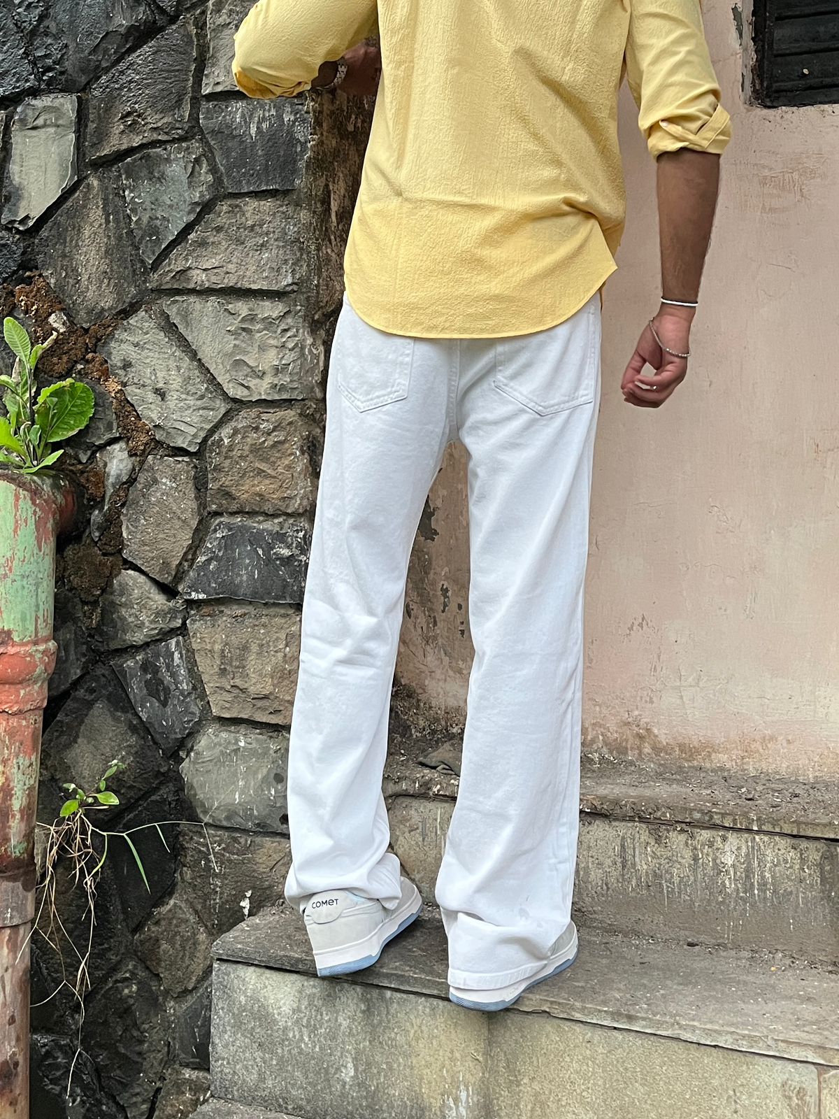 True White Clean White Baggy Fit Denim