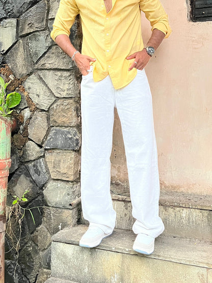 True White Clean White Baggy Fit Denim