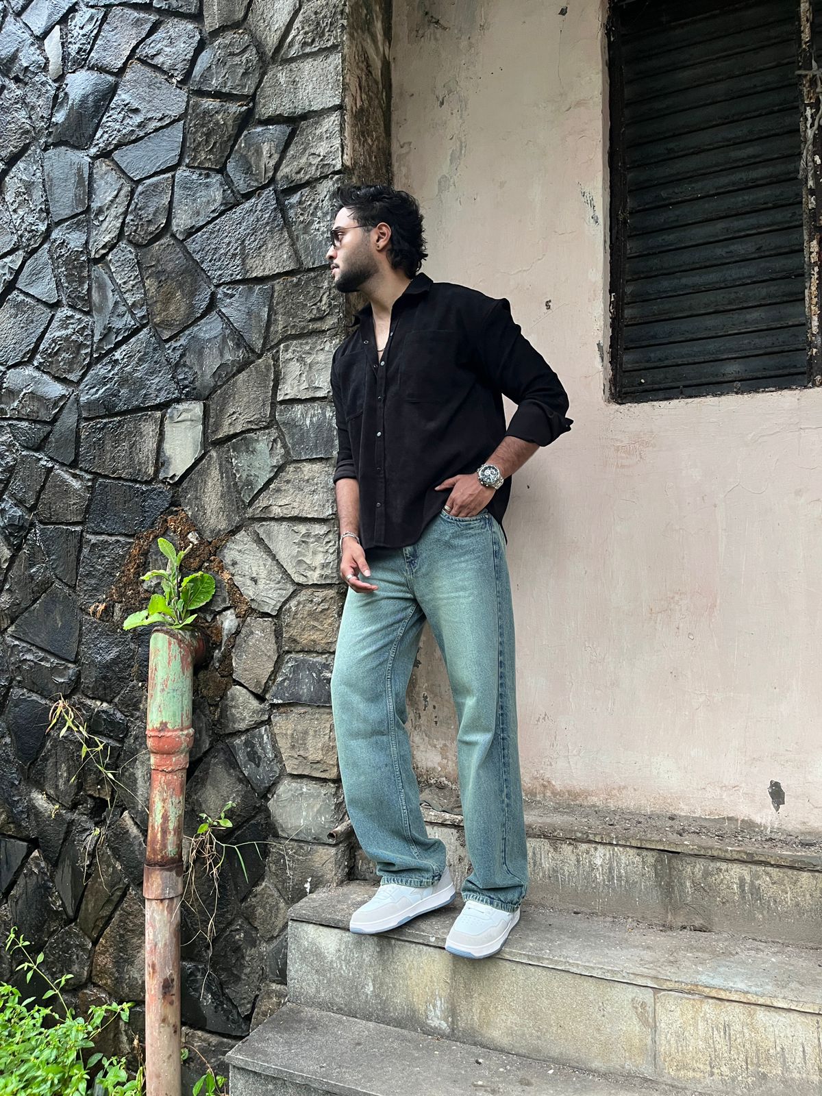 Light Green Washed Relaxed Denim - Fayd