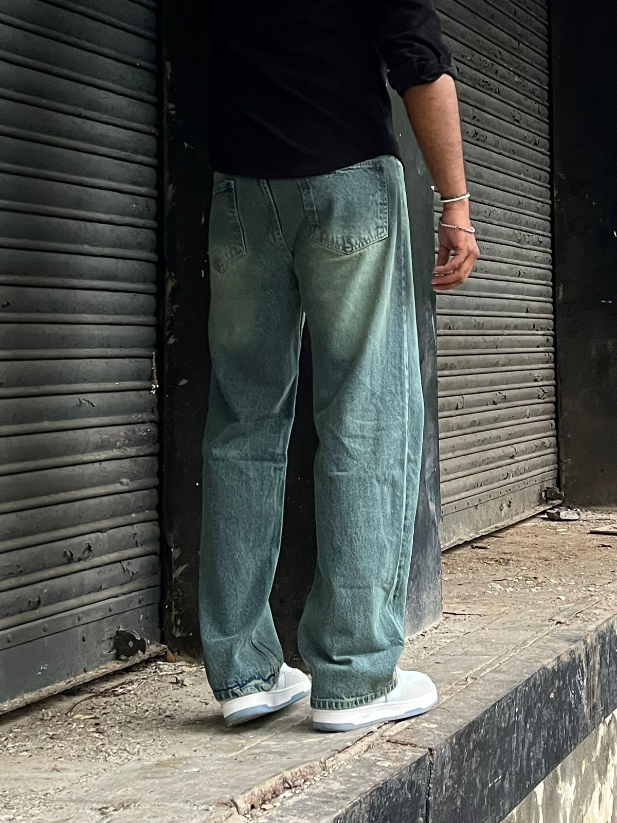 Light Green Washed Relaxed Denim - Fayd