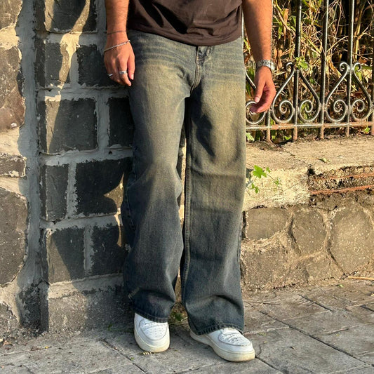 Vintage Green Baggy Fit Jeans - Earthtone