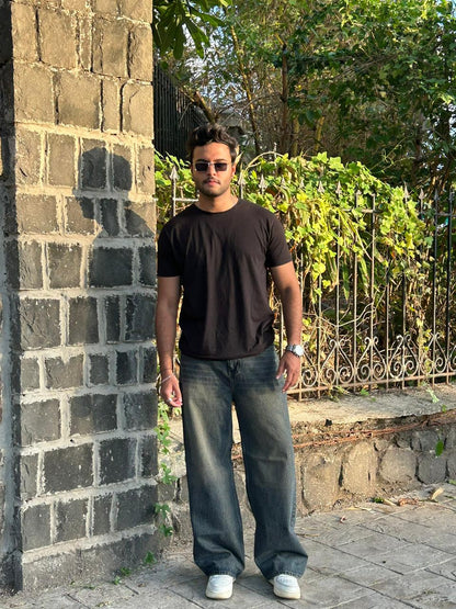 Vintage Green Baggy Fit Jeans - Earthtone