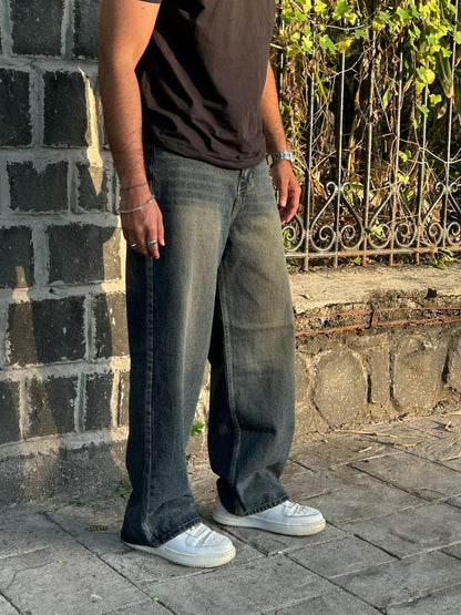 Vintage Green Baggy Fit Jeans - Earthtone