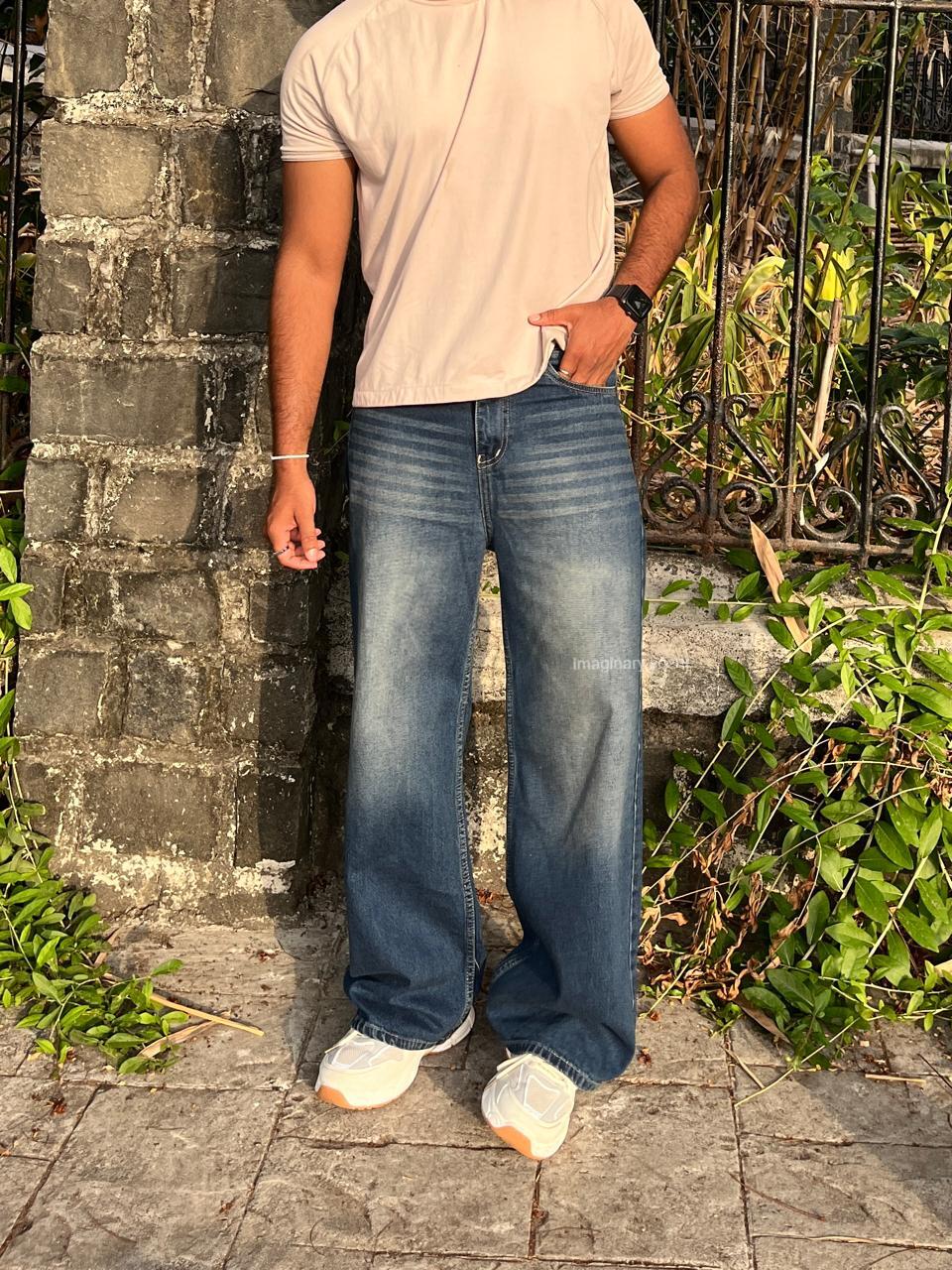 Harbor Blue – Vintage Fade Wide Leg Jeans