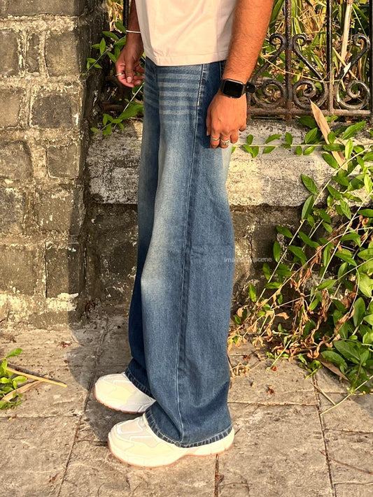 Harbor Blue – Vintage Fade Wide Leg Jeans