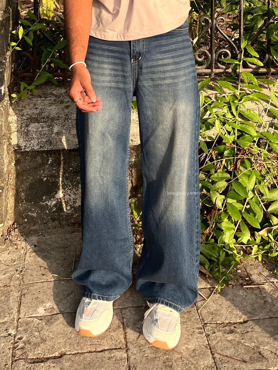 Harbor Blue – Vintage Fade Wide Leg Jeans