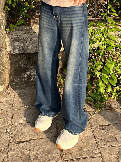 Harbor Blue – Vintage Fade Wide Leg Jeans