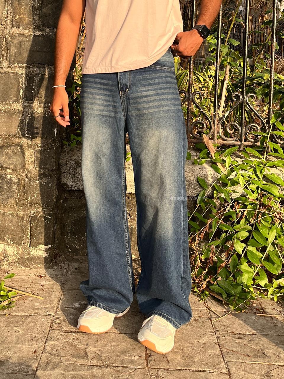 Harbor Blue – Vintage Fade Wide Leg Jeans