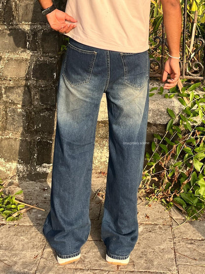 Harbor Blue – Vintage Fade Wide Leg Jeans