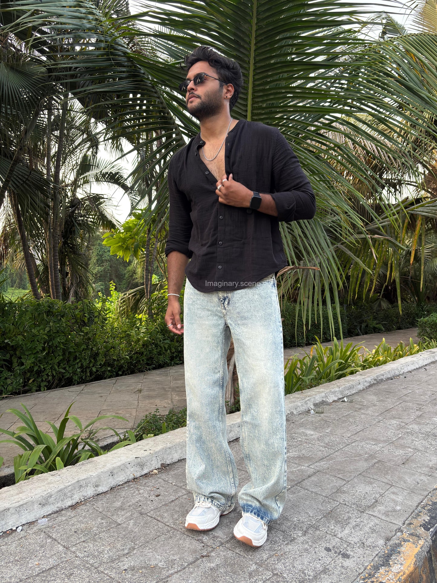 Arctic Mist – Washed Grey Wide Leg Jeans