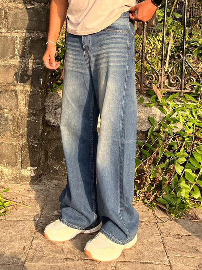 Harbor Blue – Vintage Fade Wide Leg Jeans